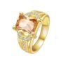 Yellow Sapphire Style Big Yellow Crystal Golden Ring for Women and Girls