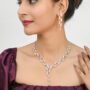 American Diamond CZ Rose Gold Plated Designer Necklace Set with Earrings - Image 2
