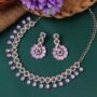 Kundan and American Diamond Necklace Jewellery Set with Earrings - Image 2