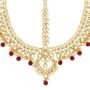 Gold Plated Kundan Pearl Maang Tikka Matha Patti Jewellery - Image 3