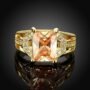 Yellow Sapphire Style Big Yellow Crystal Golden Ring for Women and Girls - Image 4