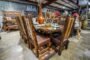 8' Mesquite live edge dining table with custom Axis or Aztec print chairs